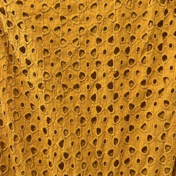 ANTHROPOLOGIE x FRYE Nuri Eyelet Dress Sleeveless Faux Wrap Mustard, Size S - Picture 9 of 11